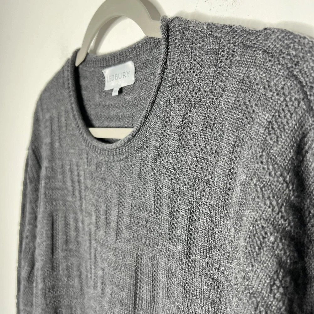 Ledbury Mens Extra Fine Merino Gray Cable Knit Made in Italy - Picture 6 of 10